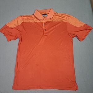PGA Tour Men's Medium Orange Short Sleeve Sun flux Polo Shirt Golf Wicking